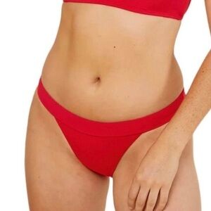 ANDIE SWIM Bikini Bottom in Cherry Red  Banded Cheeky Bottom NWT
